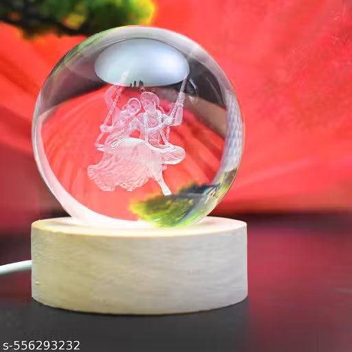 Magical 3D Radha Krishna Crystal Ball LED Night Lamp