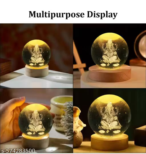 Magical 3D Ganesha Crystal Ball LED Night Lamp