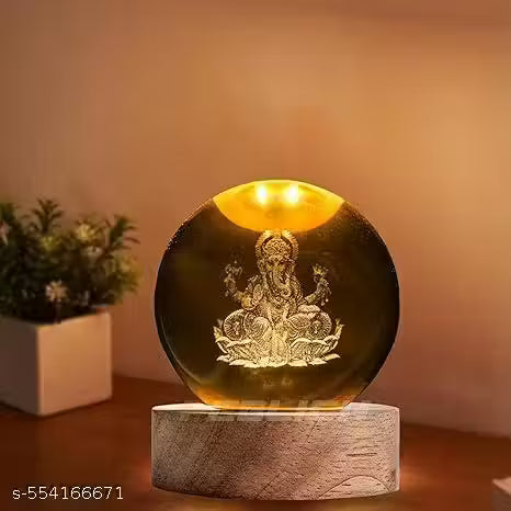 Magical 3D Ganesha Crystal Ball LED Night Lamp