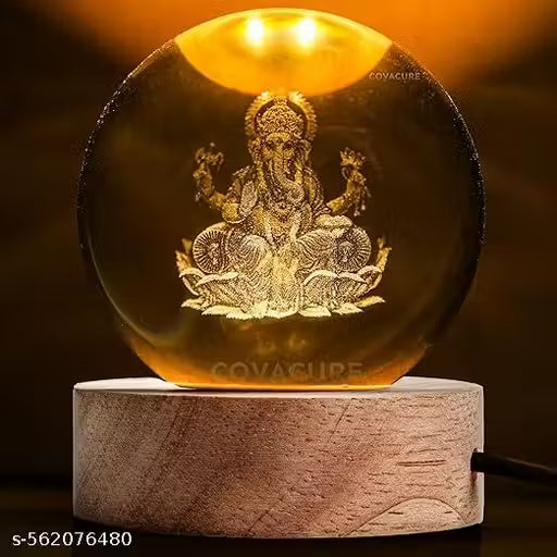 Magical 3D Ganesha Crystal Ball LED Night Lamp