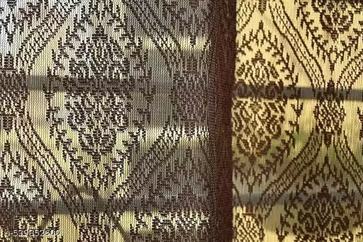 Pack of 2 || ATTRACTIVE POLYESTER NET DAMASK CURTAIN (PARDA) – MUGHAL LUXURY COLLECTION - Coffee