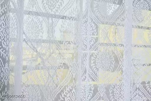 Pack of 2 || ATTRACTIVE POLYESTER NET DAMASK CURTAIN (PARDA) – MUGHAL LUXURY COLLECTION - White