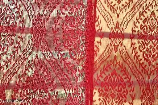 Pack of 2 || ATTRACTIVE POLYESTER NET DAMASK CURTAIN (PARDA) – MUGHAL LUXURY COLLECTION - Red