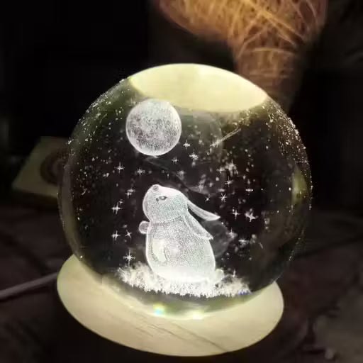 Magical 3D Rabbit Crystal Ball LED Night Lamp