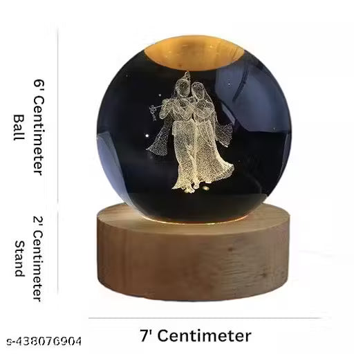 Magical 3D Radha-Krishna Crystal Ball LED Night Lamp