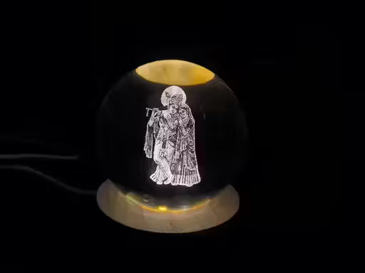 Magical 3D Radha-Krishna Crystal Ball LED Night Lamp