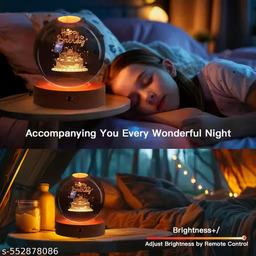 Magical 3D Happy Birthday Crystal Ball LED Night Lamp