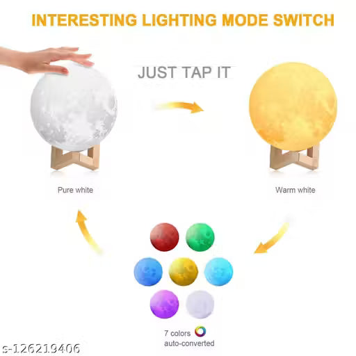3D Moon Lamp || 7 Color Changeable, Light Lamp, Touch Control