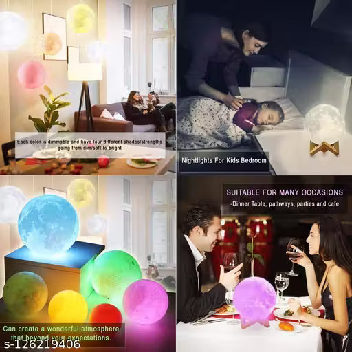 3D Moon Lamp || 7 Color Changeable, Light Lamp, Touch Control