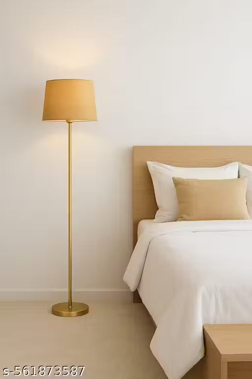 Handicraft Modern Gold Floor Lamp with Beige Lampshade