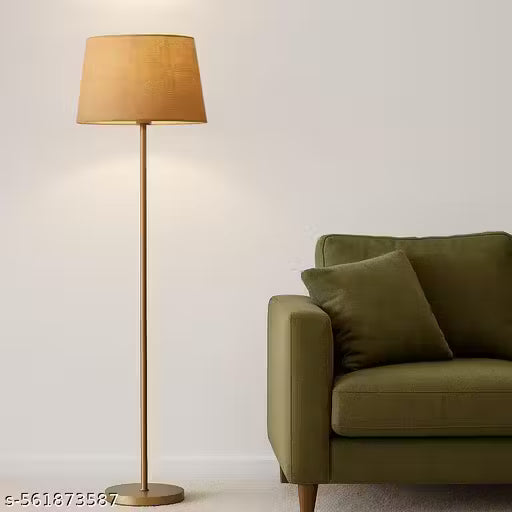 Handicraft Modern Gold Floor Lamp with Beige Lampshade