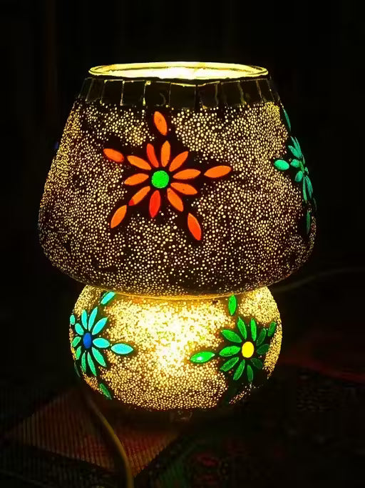Mushroom Shaped Mosaic Glass Lamp – Handmade Decorative Table Lamp