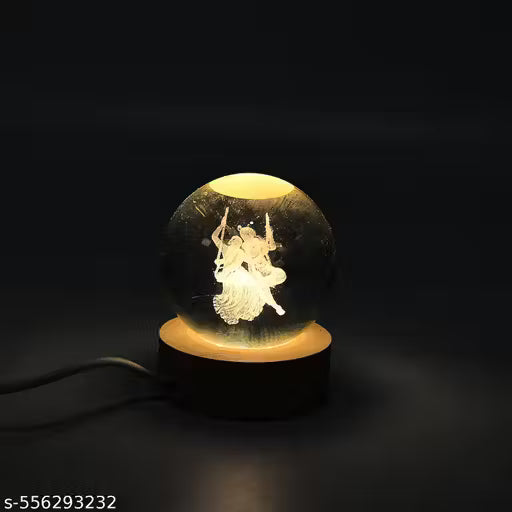 Magical 3D Radha Krishna Crystal Ball LED Night Lamp