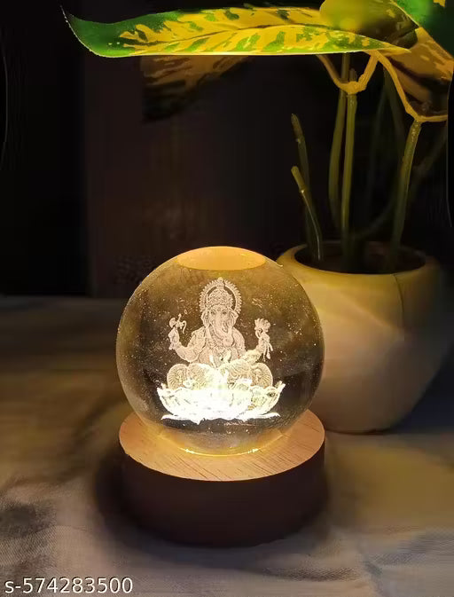 Magical 3D Ganesha Crystal Ball LED Night Lamp
