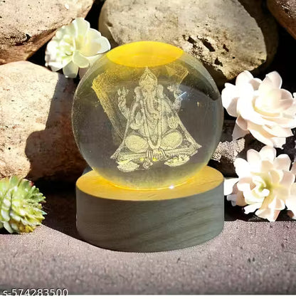 Magical 3D Ganesha Crystal Ball LED Night Lamp