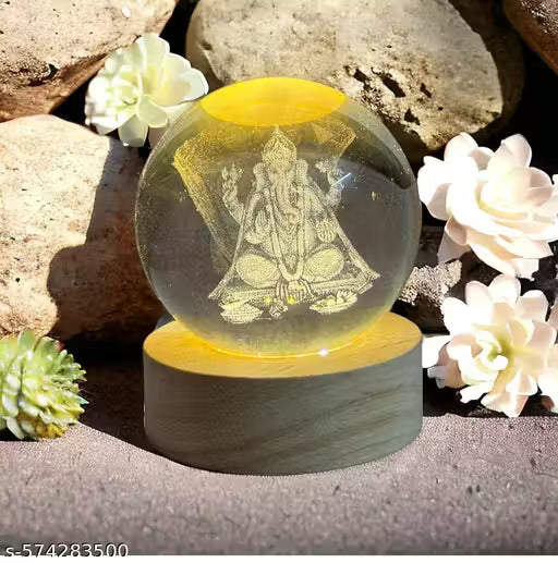 Magical 3D Ganesha Crystal Ball LED Night Lamp