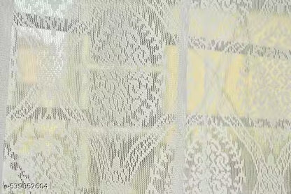 Pack of 2 || ATTRACTIVE POLYESTER NET DAMASK CURTAIN (PARDA) – MUGHAL LUXURY COLLECTION - Cream