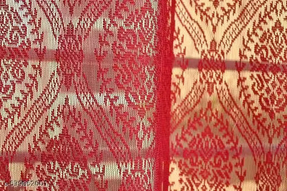 Pack of 2 || ATTRACTIVE POLYESTER NET DAMASK CURTAIN (PARDA) – MUGHAL LUXURY COLLECTION -  Red