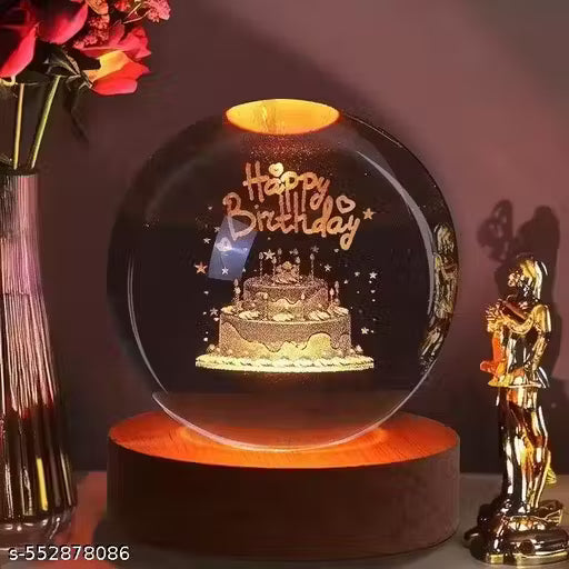 Magical 3D Happy Birthday Crystal Ball LED Night Lamp