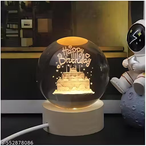 Magical 3D Happy Birthday Crystal Ball LED Night Lamp