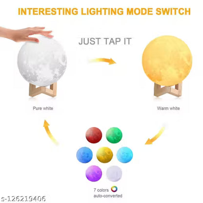 3D Moon Lamp || 7 Color Changeable, Light Lamp, Touch Control