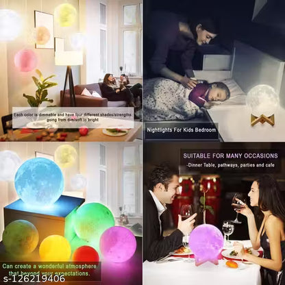 3D Moon Lamp || 7 Color Changeable, Light Lamp, Touch Control