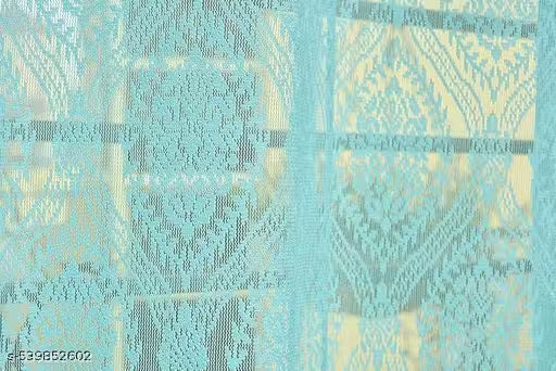 Pack of 2 || ATRACTIVE POLYESTER NET DAMASK CURTAIN (PARDA) – MUGHAL LUXURY COLLECTION - Sky Blue